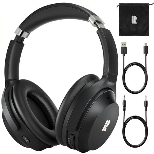 Active Noise Cancelling Headphones, Wireless Over-Ear Bluetooth Headphones ANC, Hi-Res Audio, 60H Playtime, Deep Bass, 3.5MM Cable, Memory Foam Ear Cups for Work/Travel/Home/Office