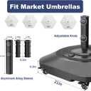 Patio Umbrella Base with 5 Wheels, Umbrella Stand Heavy Duty 130lb Fillable Umbrella Holder Mobile Square Market Stand for Outdoor, Deck, Poolside, Lawn, Fits Muti Sized Umbrellas (21in)