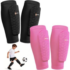2 Pairs Lightweight Soccer Shin Guards for Kids Youth Adult, Medium