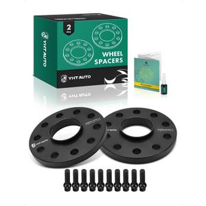 YHTAUTO 5x130mm Hubcentric Wheel Spacers 15mm Fits Audi, Porsche, Volkswagen Models: Q7, Cayenne, 911, Touareg, Boxster, Forged Tire Spacers 15mm with M14x1.5 Studs 71.6mm Hub Bore 2PCS, Black