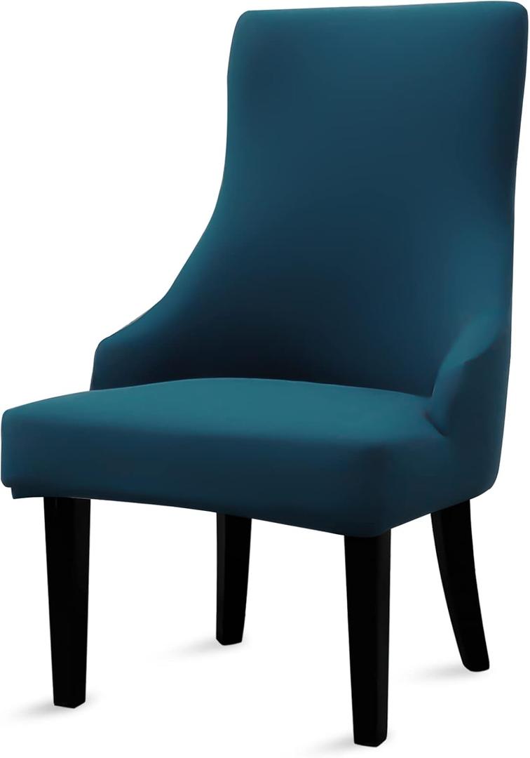 Liykimt Stretch Wingback Side Chair Slipcover-Accent Chair Cover Slipcover with Arm,Washable Upholstered Arm Dining Chair with Nailed Trim Protector for Dining Living Room Set of 1,Peacock Blue