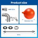 1/2 Inch Stainless Steel Float Valve – Heavy Duty 304 SS Automatic Water Level Control, Adjustable Arm with 5" Float Ball, Leak-Proof Design for Tanks, Troughs