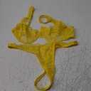 Lilosy Sexy Floral Lace Scallop Underwire Push Up Sheer Lingerie Set Outfits Medium, Yellow