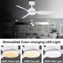 Hoenofly 48 Inch Smart Ceiling Fans with Lights Remote Control,Dimmable LED Light,Outdoor Indoor Modern Ceiling Fan,Quiet DC Motor,WIFI Alexa App Workable,Matte White for Bedroom Living Room Patio