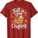 Autumn Cute Fall in Love with Crafting T-Shirt, XS