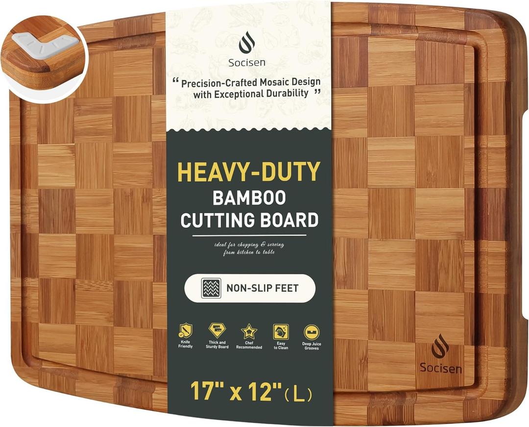 Bamboo Cutting Boards Non Toxic Wood Wooden Cutting Board for Kitchen Non Slip Christmas Xmas Birthday Law Step Stepmom Stepmother Have Everything Good Unique Useful Present (17*12 in)