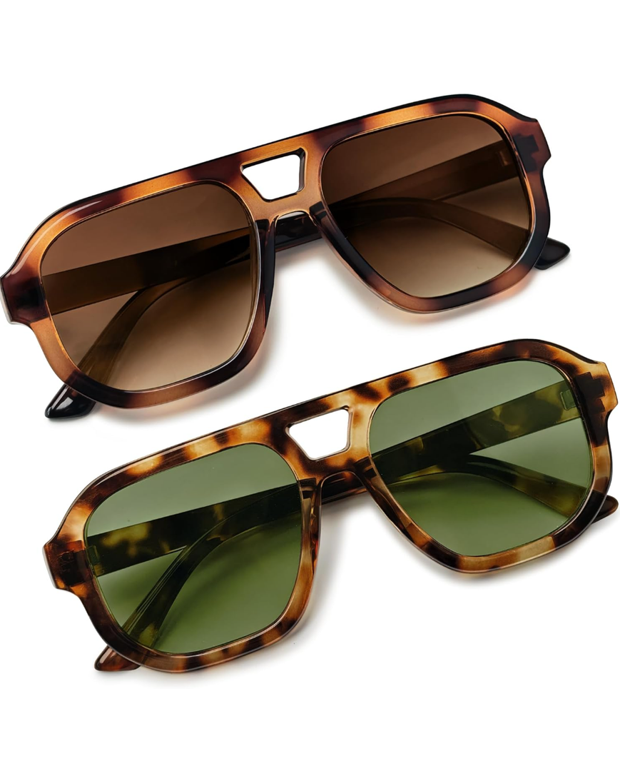 livho Trendy Polarized Square Aviator Sunglasses Women Men Square Eyewear Frame, Retro Sun Glasses for Women Men 2025 Shades