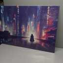 TUMOVO Wall Art Pictures for Living Room Cyberpunk City Wall Art Future Oriental Style City Paintings Prints on Canvas Home Decorations Modern Artwork Gallery-Wrapped Framed Ready to Hang 36x24 in