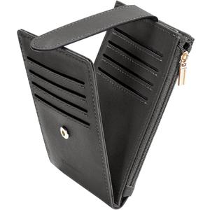 Chelmon Womens Wallet Slim RFID Blocking Bifold Multi Card Case Wallet with Zipper Pocket (Deep Grey)