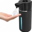 Touchless Automatic Soap Dispenser for Kitchen and Bathroom, Liquid Hand Soap Dispenser, Water-Resistant and Rechargeable, 14.2oz/420ml Intelligent Digital Display4-Level Adjustable,Modern (Black)