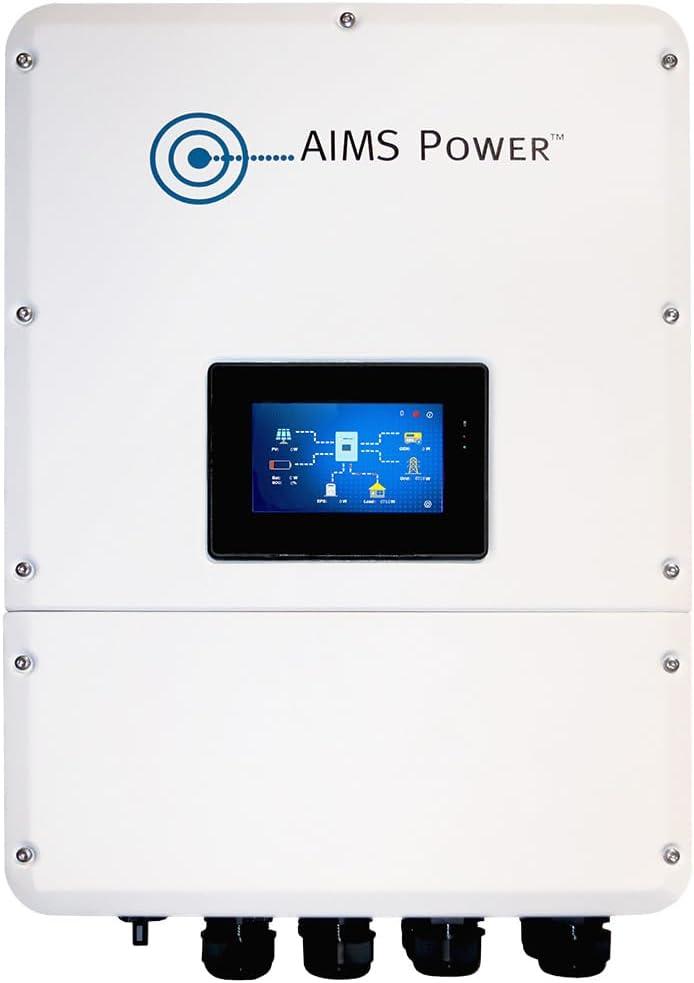 AIMS Power Hybrid Inverter Charger 9.6 kW Output 15 kW Solar Capacity - All-in-one Solar Inverter Charger with Solar Charge Controller & Battery Charger - Multiple Configurations - Grid Tie