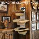 SwallowLiving Cowboy Hat Rack for Wall - Rustic Wood & Metal Cowboy Hat Holder, Decorative Horseshoe Hats Hanger & Organizer, Vertical or Horizontal Hats Storage, Western Gifts for Men Hat Accessories