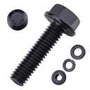 16-Sets 1/4-20 x 1-1/2" Hex Flange Bolts & Flange Nuts Combo Kit with Flat and Lock Washers- 304 Stainless Steel 18/8, Black Coated, for Heavy Duty Applications