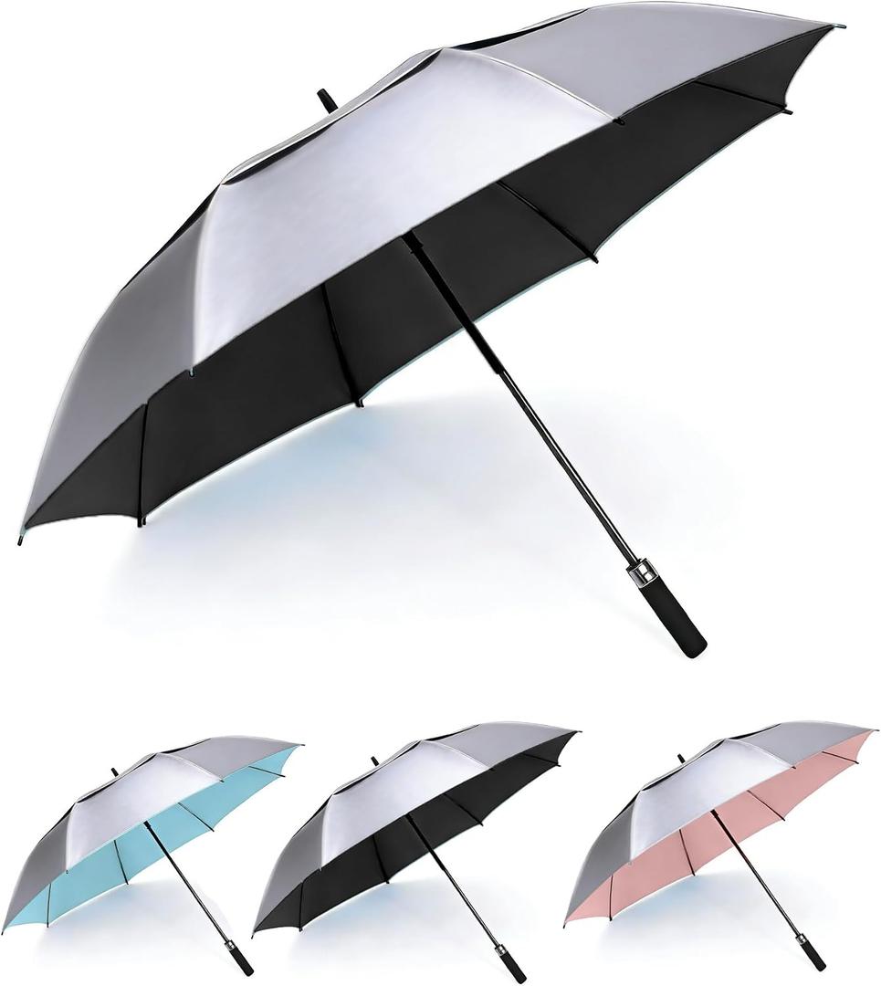 MRTLLOA Extra Large Golf Umbrella, 54/62/68/72 Inch Automatic Open, Oversize Double Canopy Vented Windproof Waterproof Sports Umbrellas for Rain