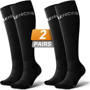 Compression Socks for Men&Women, 20-30 mmgh Graduated Knee High Socks for Running, Athletic,Cycling,Hiking,Travel (Medium, 2 Pairs-Black)