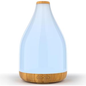 Essential Oil Diffuser for Home, Modern Dcor Aromatherapy Diffusers Large Room Fresh Air Scent, 300ml Ultrasonic Cool Mist Humidifier, 1-3-6H Timer Auto Shut-Off, 7 Color Light (No Remote) (Brown)