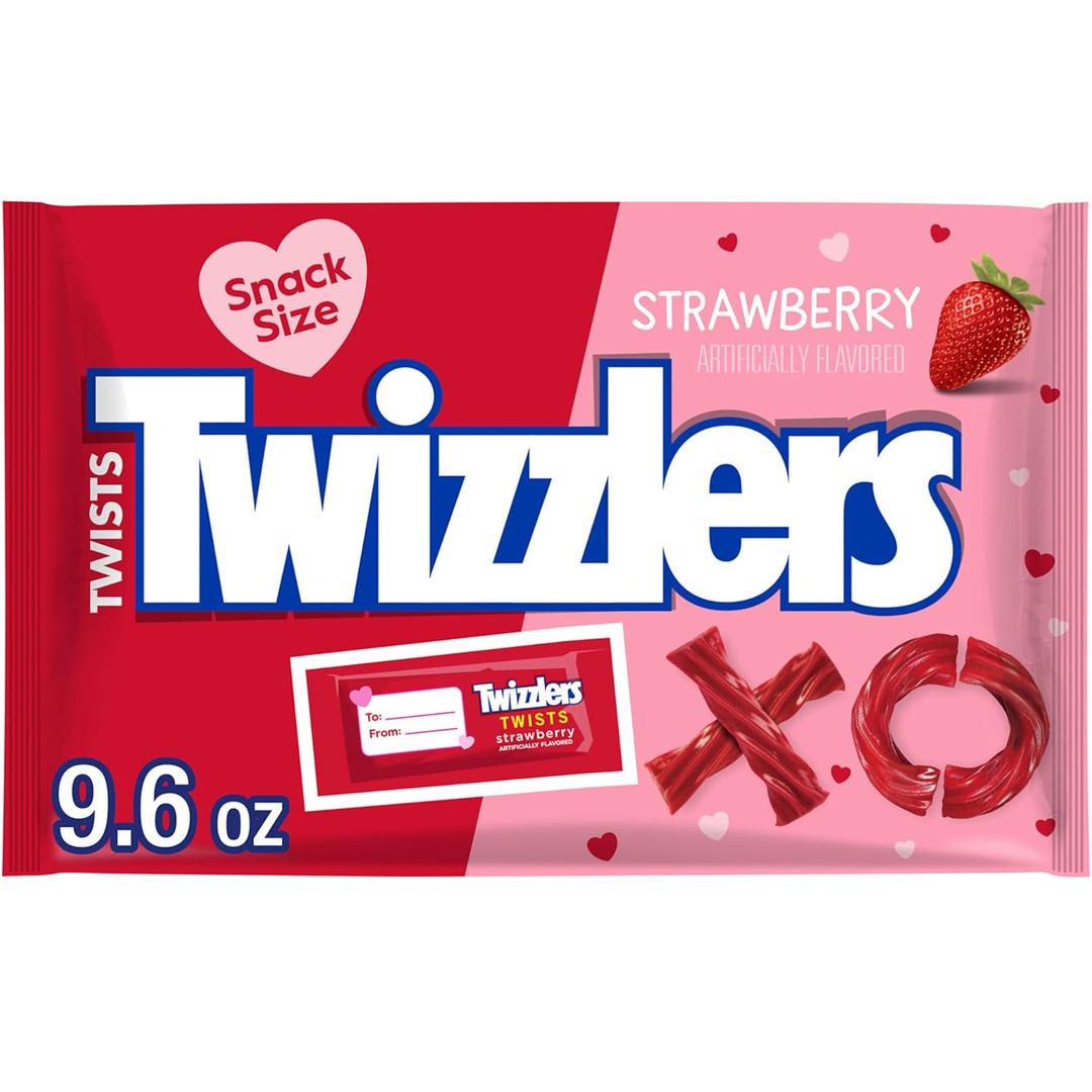 TWIZZLERS Twists Strawberry Flavored Candy, Valentine's, 9.6 oz Bag, BBD: 12/2026