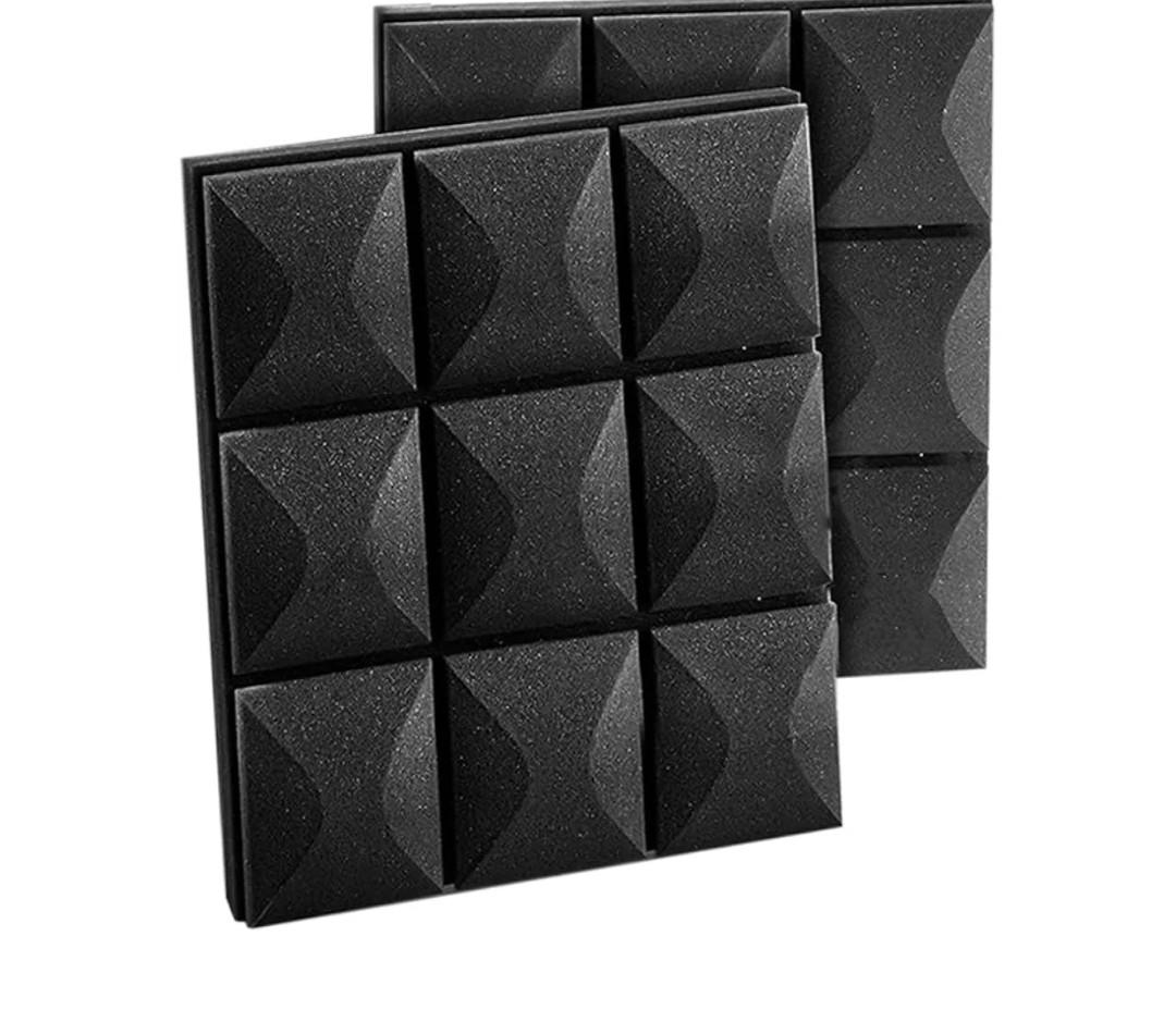 6 PCS Acoustic Foam Panels, Soundproofing Insulation Foam, 30x30cm, Black Polyurethane No Adhesive