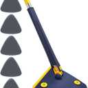 360 Rotatable Adjustable Cleaning Mop, Improved New Triangle Cleaning Mop with Automatic Water Squeezing Function Telescopic Spin Mop for Home Floor/Window/Wall (Blue-with 5 Mop Heads)