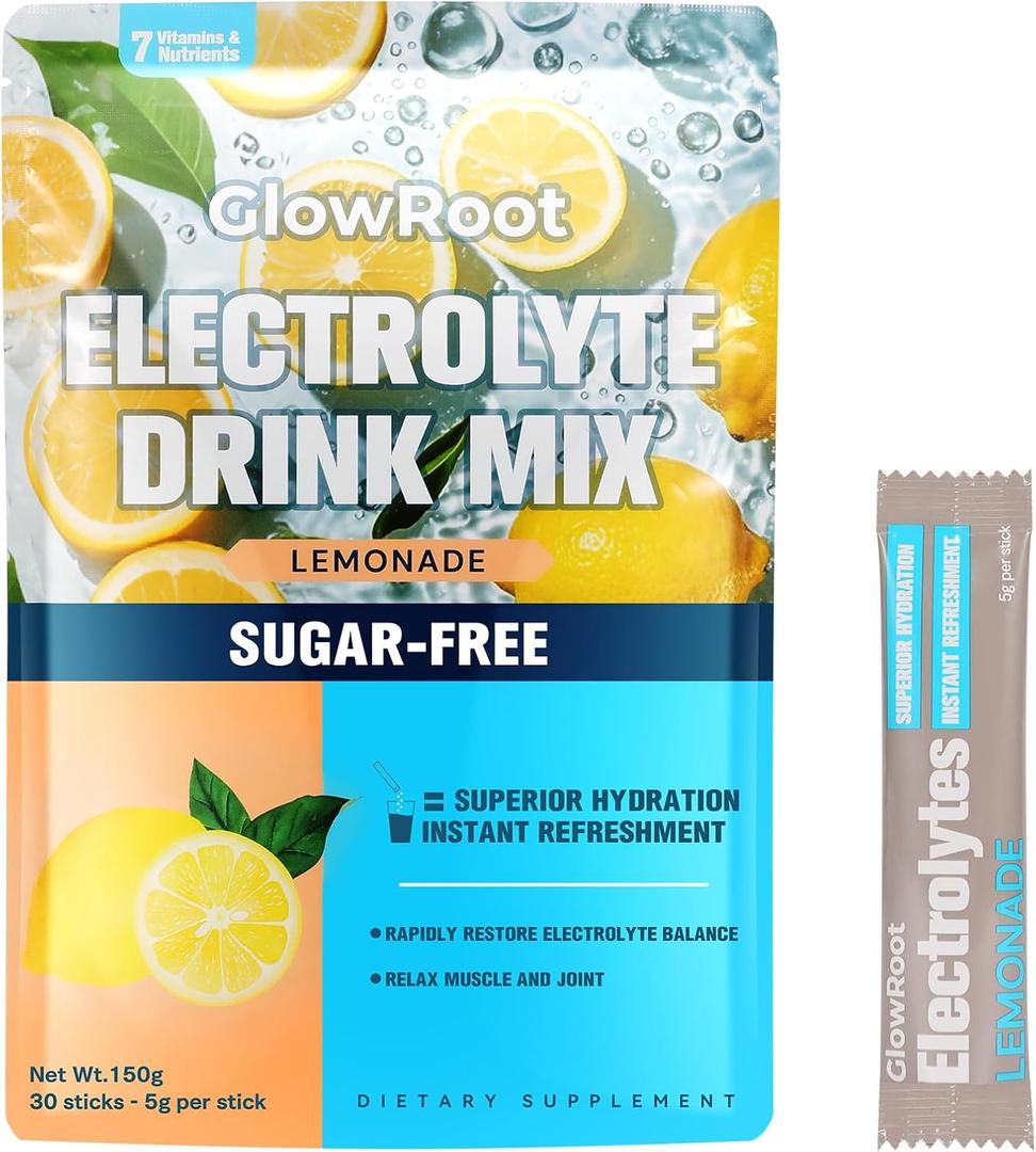 Daily Electrolyte Drink Lemonade Flavor, 30 Stickpacks * 5g Hydration Packets with 7 Electrolytes & Minerals - Non- GMO, Keto Friendly, & Sugar-Free Electrolyte Powder - 150g