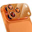 Choiche Compatible for iPhone 17 Pro Camera Lens Protector, Bling Camera Cover with 9H Tempered Glass Lens Screen Protector Metal Ring Decoration Accessories 6.3-inch (Glitter-Orange)