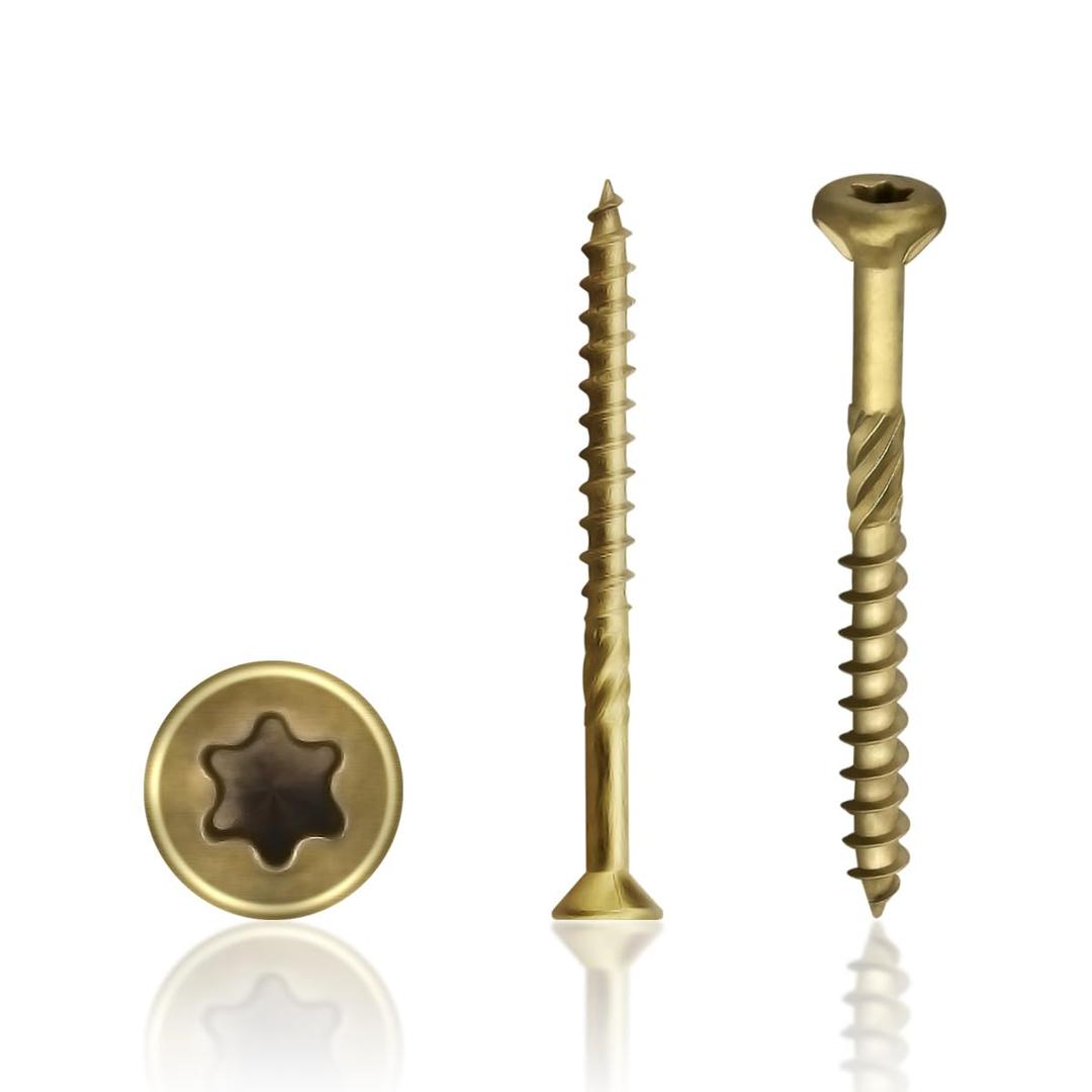 3 x 2 Inch Epoxy Coated Exterior Wood and Fence Screws #8 x 2, Torx/Star Drive,Coarse Thread, Outdoor Rust Resistant Decking Screw, Bronze, 160 Pieces