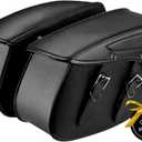 KEMIMOTO Synthetic Leather Motorcycle Saddlebag for Street Glide Electra Glide Touring Model, Universal 34L, Black
