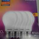 PHILIPS LED 60W A19 4-Pack Ultra Definition Soft White (2700K) 800 Lumen (8W = 60W) Dimmable Clear Flicker-Free Light Bulbs