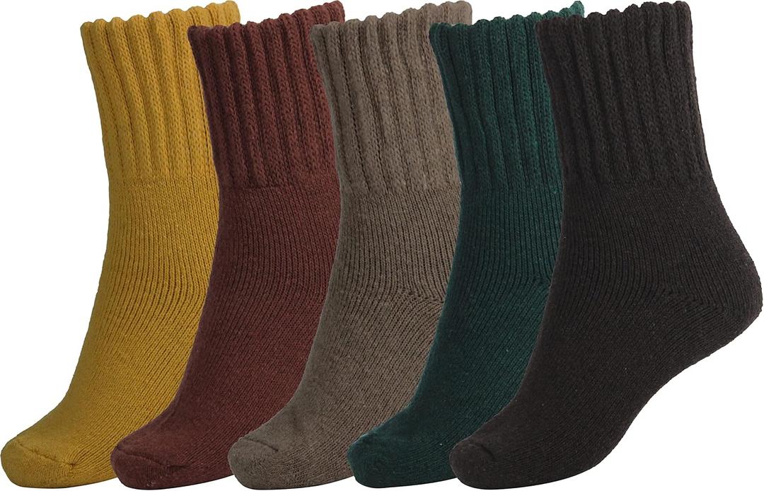 BomKinta Women Winter Solid Boots Socks Thick Warm Wool Socks Cozy Crew Socks for Women Christmas Gift, Brown Red Green Yellow Khaki, Medium
