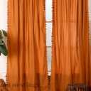 Terracotta Cotton Curtains: Boho Fringed Semi-Sheer Window Treatment 53 inch x 120 inch, PCS 1