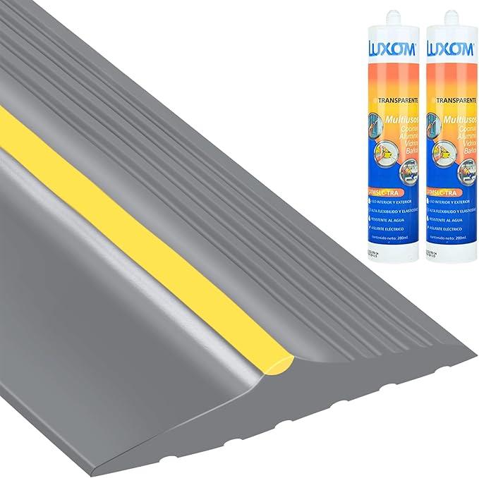 MYFAMIREA 12FT Garage Door Bottom Threshold Seal Strip with 300ml Black Adhesive/Sealant, Universal Rubber DIY Bottom Floor Threshold Seal, Weatherproofing Weather Stripping Replacement (3.7M Gray)