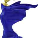 Elegant Resin Sculpture Decor Golden Lady with Flowing Gown Design, Modern Art Home Accent for Living Room, Office, and Gift Giving, Blue 