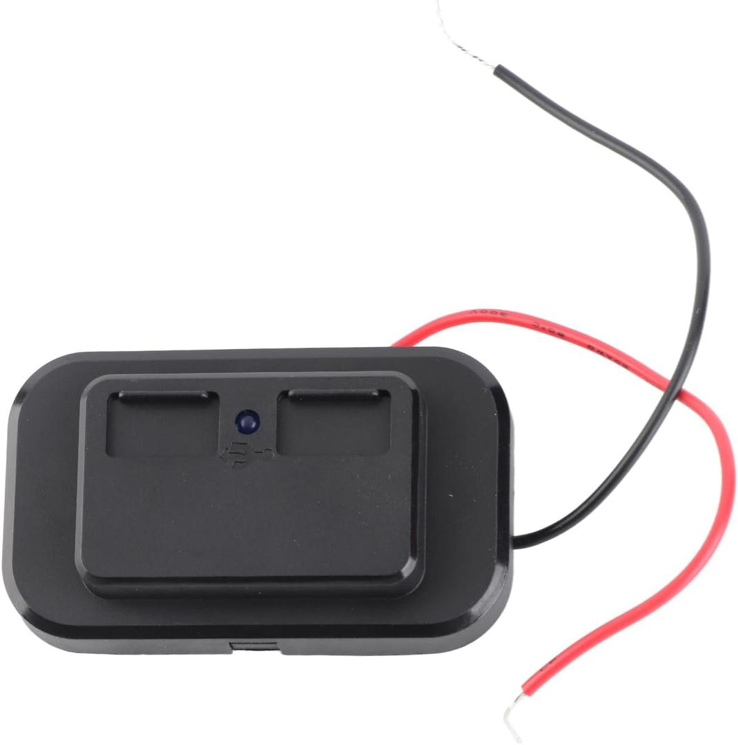 Dual USB Car Adapter 5V 3.1A Output, Intelligent Chip for Safe Charging, ABS Material, Flat Back Design, 12V 24V Vehicle, Dust Cap, One Hand