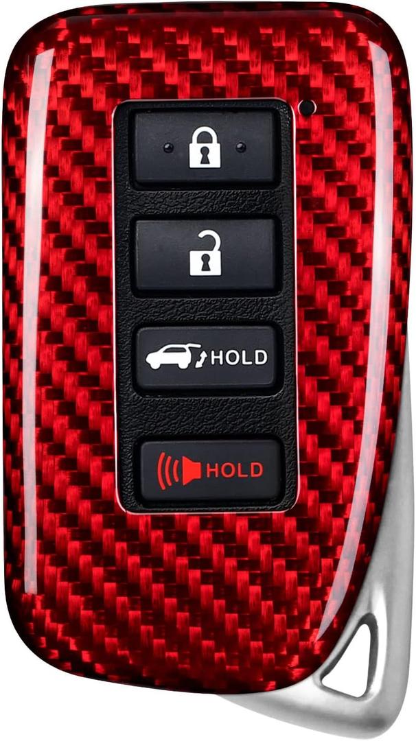 T-carbon Real Glass Fiber Key Fob Cover fit for Lexus,Key Fob Protector Fits for Lexus LX570 RX450 RX350 RC300 IS350 GS LC Remote Key Case,Red