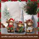 3 Pcs Christmas Highland Cow Figurines Decor Cow Gnomes with Santa Hat Christmas Resin Statue Calf Lovers Gifts for Farmhouse Home Garden Bathroom Kitchen Office Tiered Tray Table Decor