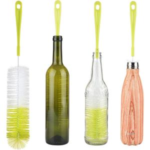 ALINK 16 inch Long Bottle Brush Cleaner for Washing Liquor/Beer/Sport Well/Thermos/Glass, Hummingbird Feeder and Long Narrow Neck Sport Bottles (Light Green)