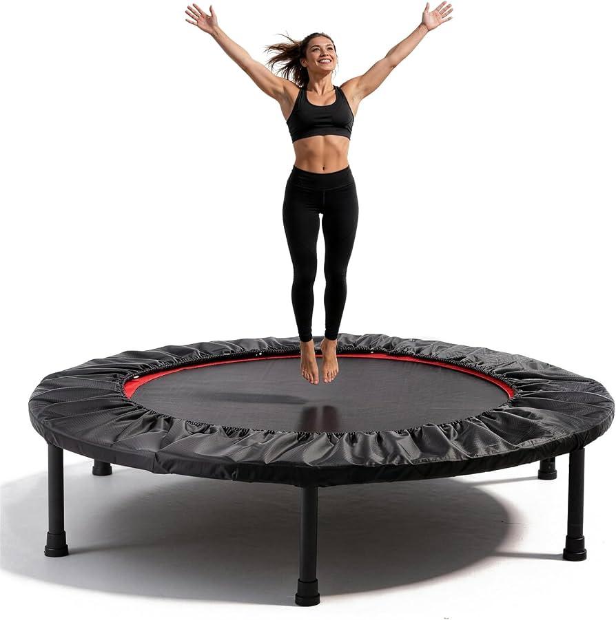Rebounder Trampoline for Adults, 40" Foldable Spring Fitness Trampoline - 450 lbs Capacity, Quiet & Stable Indoor/Outdoor Exercise Equipment for Cardio Workout