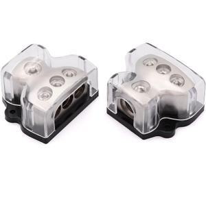 3 Way Power Distribution Block 1x 0 Gauge in 3X 4 Gauge Out Amp Power Distribution Ground Distributor Connecting Block for Car Amplifier Audio Splitter,2Pcs