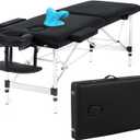 Portable Massage Table, 84 Inch Massage Bed with Neck Stretcher Adjustable Lash Bed Tattoo Table for Eyelash Extensions Beauty Spa Tattoo (Aluminum, Black)
