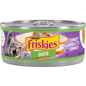 Purina Friskies Wet Cat Food Pate Turkey and Giblets Dinner - (Pack of 24) 5.5 oz. Cans (EXP 03/31/28)