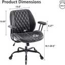 YFO Home Office Desk Chair Office Rubber Casters Ergonomic Computer Chair with Lumbar Support Adjustable Height Rolling Swivel Executive Task Armrests Chair Black PU
