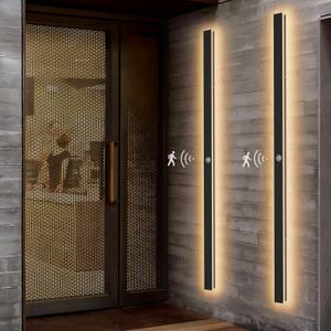 2 Pack 56.3inch Motion Sensor Long Outdoor Wall Lights 45W Black 3000K Warm White Motion Porch Lights IP65 Waterproof Exterior Wall Light Fixtures for Garage Patio Porch