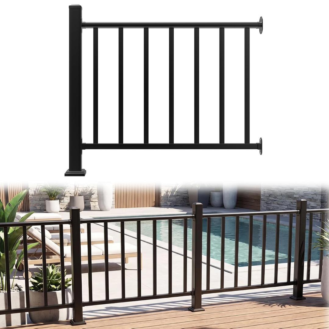 Akenow 4ft. W x 36in.H Deck Railing Kit, Porch and Deck Railing Kit,Railing Kit Stair Guard Rail for Deck, Porch, Patio, Balcony and Steps