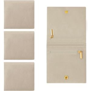 3pcs Small Jewelry Bags Zipper Jewelry Pouches Jewelry Organizer Cases Jewerly Rolls Small Bags for Jewelry Gift Bags Little Bags for Jewelry Travel Jewelry Pouch, 4"x4"(Beige)