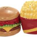 Pacific Giftware New! 4" Burger and Fries Magnetic Salt and Pepper Shakers