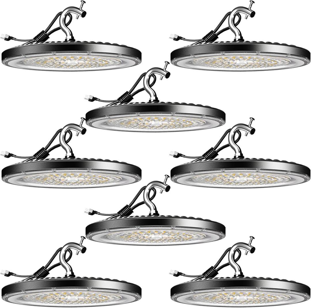 Lightdot 150W LED High Bay Shop Light 5000K 22500LM (Eqv. to 600W HPS/MH) ETL Listed LED High Bay Lights, AC100-277V UFO Lights with US Plug -12Pack