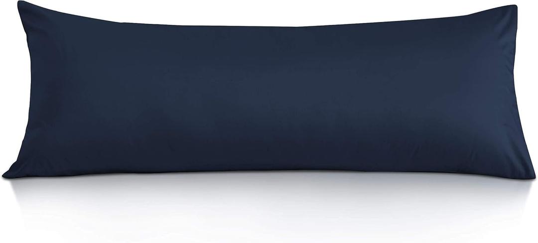 Leeden Body Pillow Cover, 100% Cotton, 800 Thread Count, Soft Breathable Long Pillow Case, Envelope Closure (Navy Blue,21"x 54")