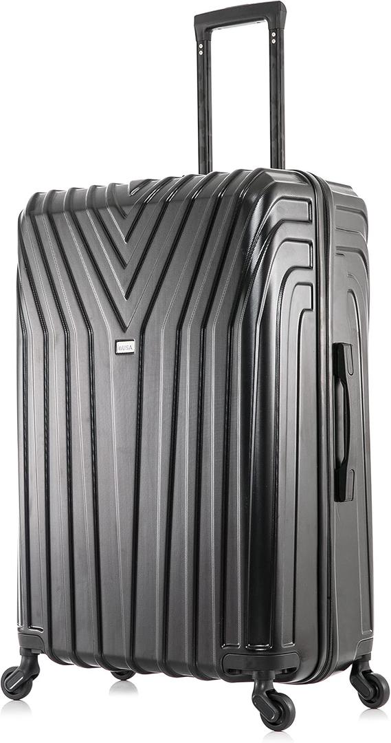 InUSA VASTY Luggage with Spinner Wheels | Durable Lightweight Hardside Suitcase, Travel Bag with Handle and Trolley, 28-Inch Large Checked Luggage | Black