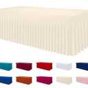 Smiry Spandex Tablecloth, Elastic Fitted Stretch Tablecloth for 6FT Rectangle Tables, Waterproof Washable Table Cover Skirt for Outdoor, Wedding, Banquet & Parties (Beige, 72Lx30Wx30H Inch)