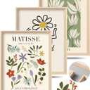 Framed Matisse Canvas Wall Art for Bedroom,Abstract Matisse Canvas Wall Decor,Minimalist Classic Decor Aesthetic,16x12IN Wood High Framed Design Posters for Living Room,Bathroom Set of 3